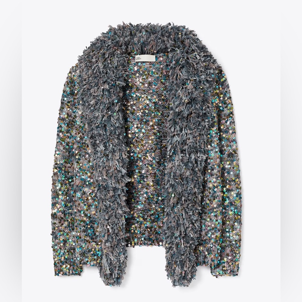 Sequin Fuzzy Jacket Tory Burch